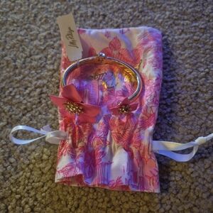 Lilly Pulitzer Gold And Pink Orchid Beacelet